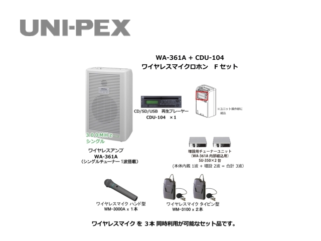 WA361A-CD-F-SET】UNI-PEX WA-361A+CDU-104 ワイヤレスマイク Fセット