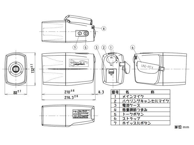 ユニペックス ハンディーメガホン(ホイッスル付) TRC-3W