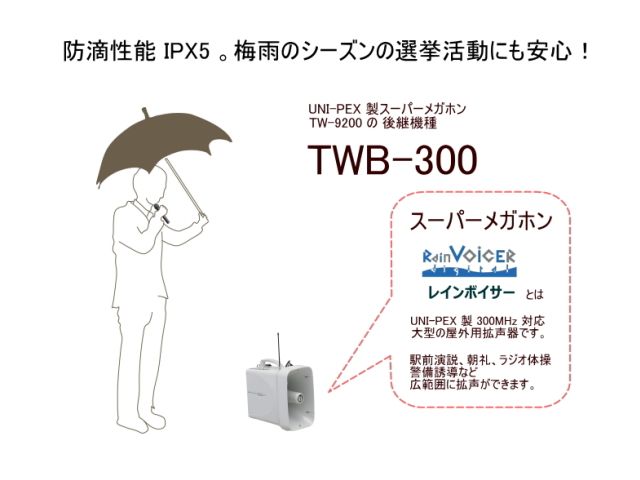 値引きする ユニペックス 30W 防滴スーパーワイヤレスメガホン レインボイサー TWB-300 8784